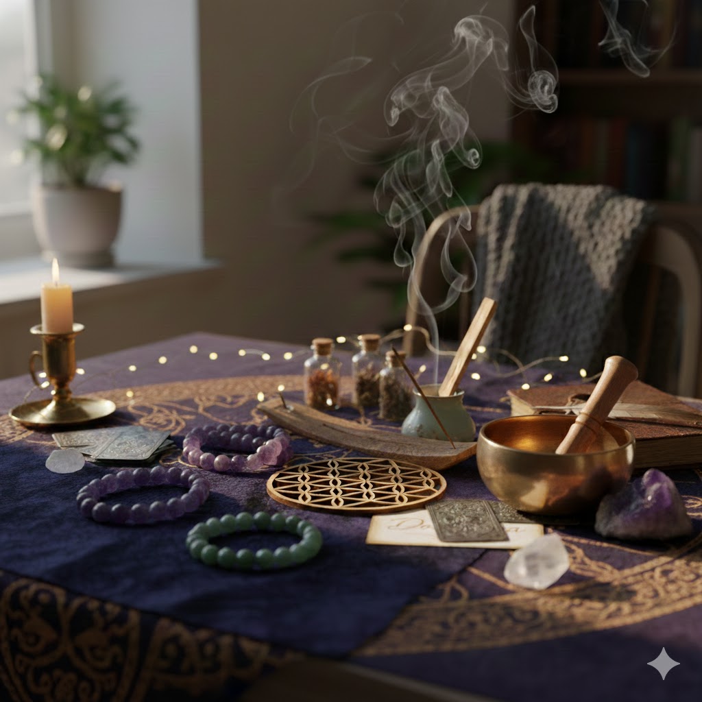 bracelets en pierres pour les purifier, encens etc