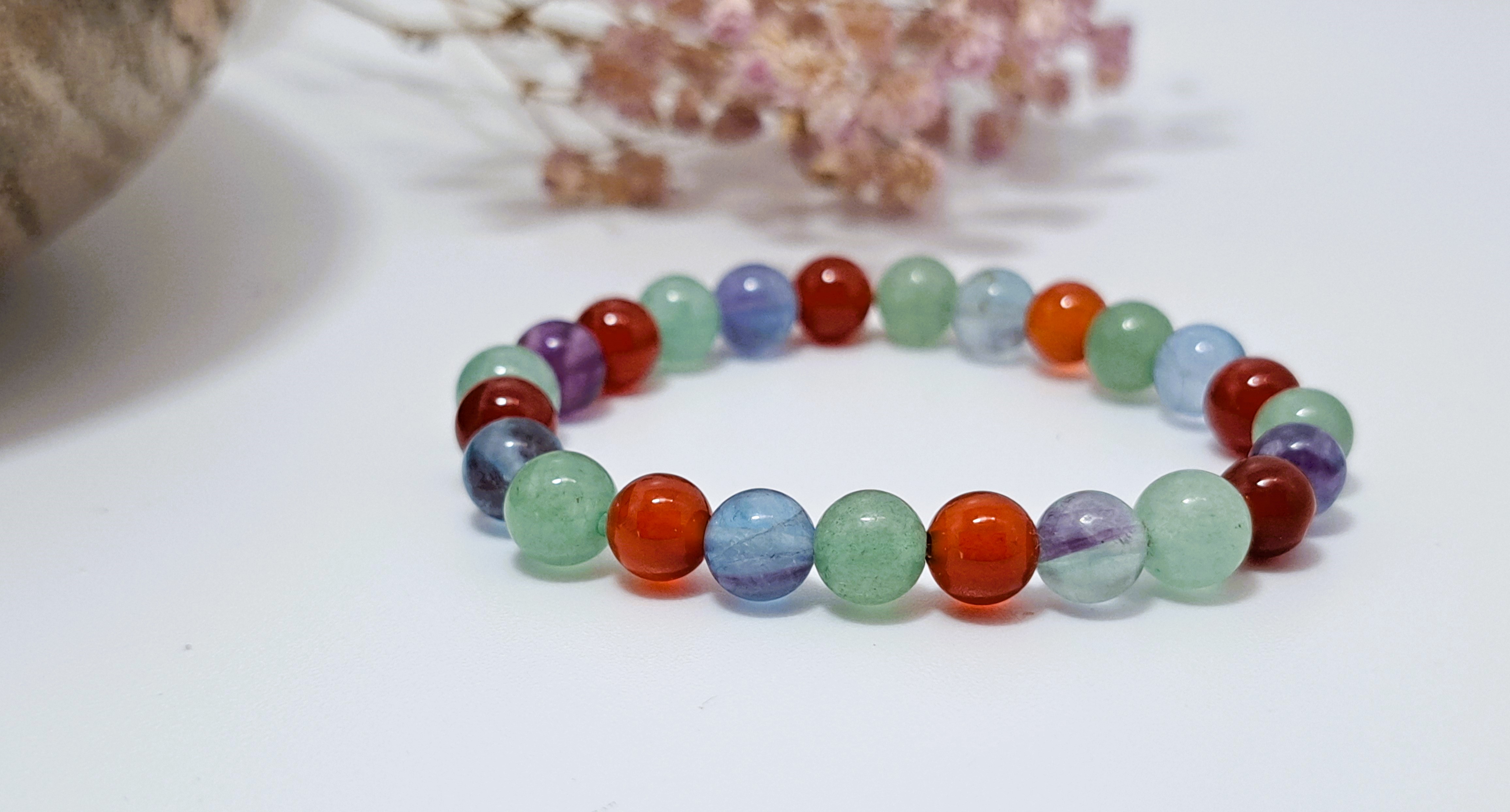 bracelet pierres naturelles concentration fluorine aventurine cornaline