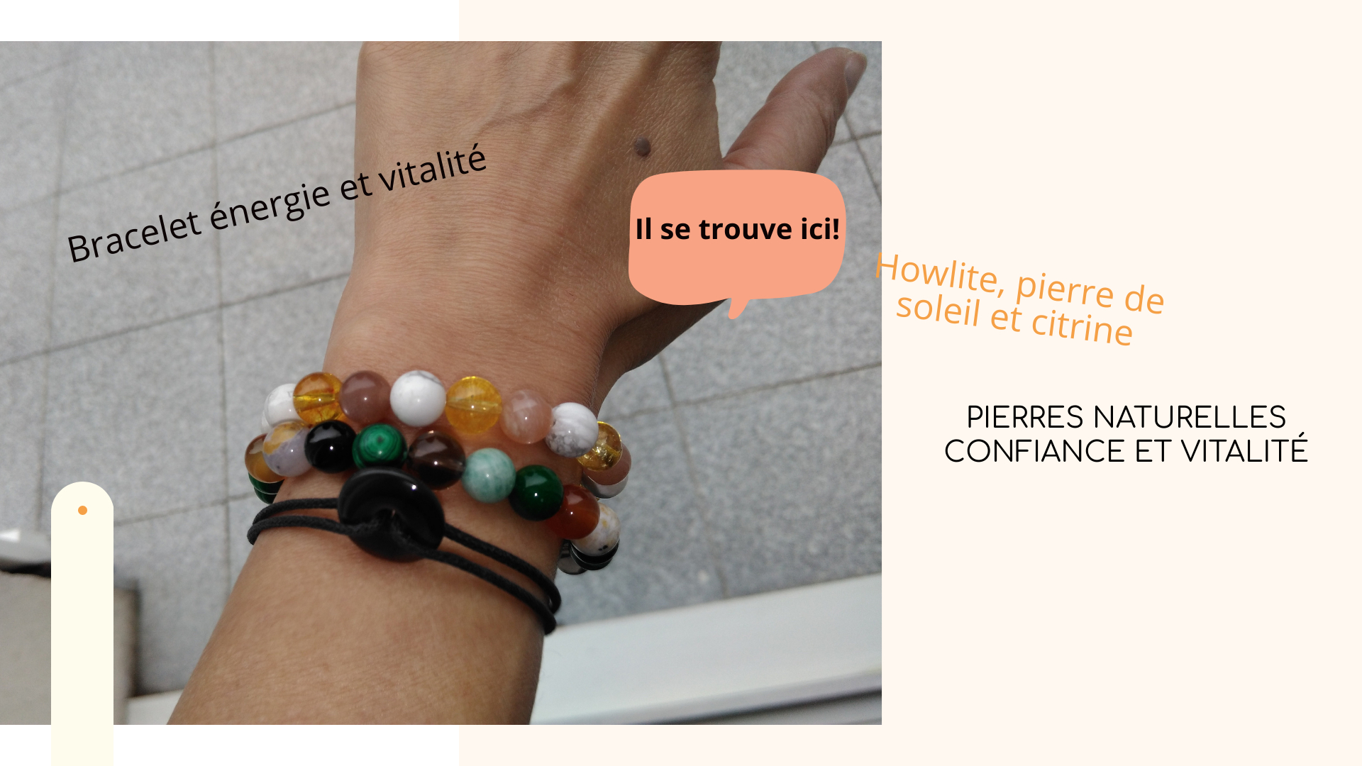 howlite, citrine, soleil poignet gauche