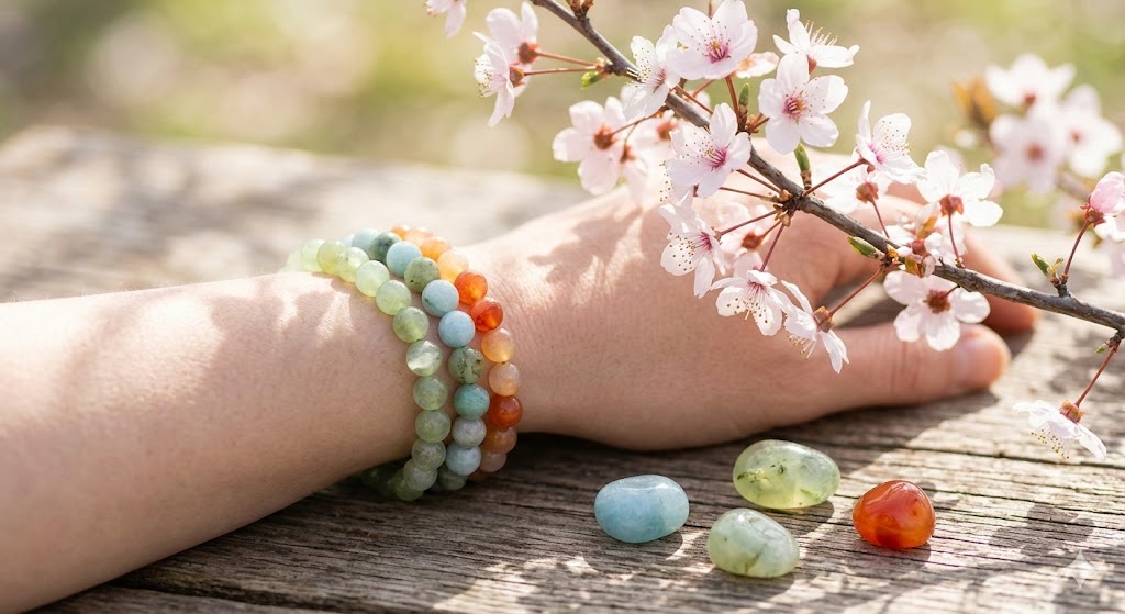 poignet dames avec bracelets pierres naturelels