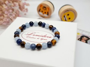 bracelet pierres naturelles enfant celestine sodalite et oeil de tigre
