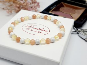 bracelet pierres naturelles howlite citrine et pierre de soleil