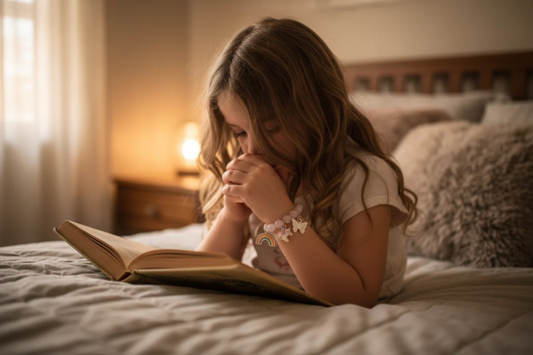 petite fille lit sur son lit