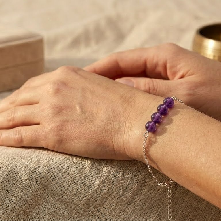 bracelet amethyste et acier