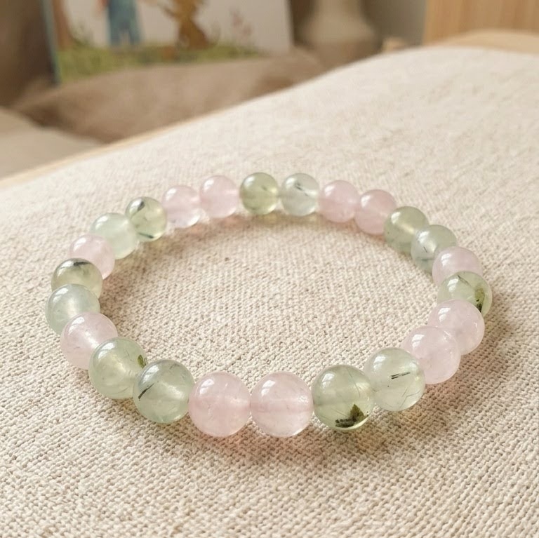 bracelet quartz rose et préhnite